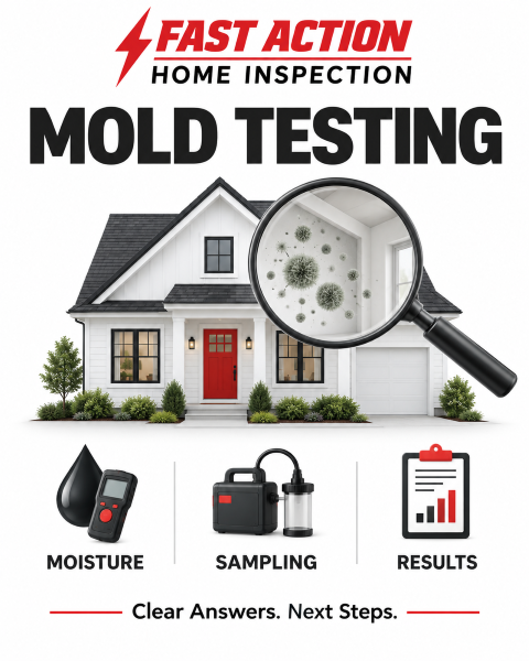 Joel Aratare, Fast Action Home Inspection mold assessor, seated in his office